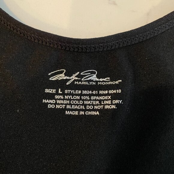 Marilyn Monroe Shapewear Nylon Spandex Unlined Slim Lace Border Tank Top Black L - Picture 4 of 5